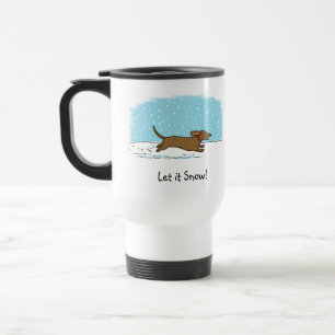 Mug De Voyage Le teckel l'a laissé neiger - chien heureux de