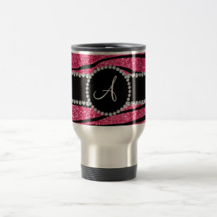 Mug De Voyage Le zèbre de parties scintillantes de rose de
