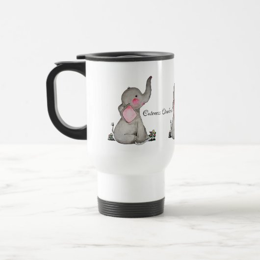 Mug De Voyage L'éléphant mignon de bébé d'aquarelle avec (Gauche)