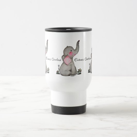 Mug De Voyage L'éléphant mignon de bébé d'aquarelle avec (Centre)
