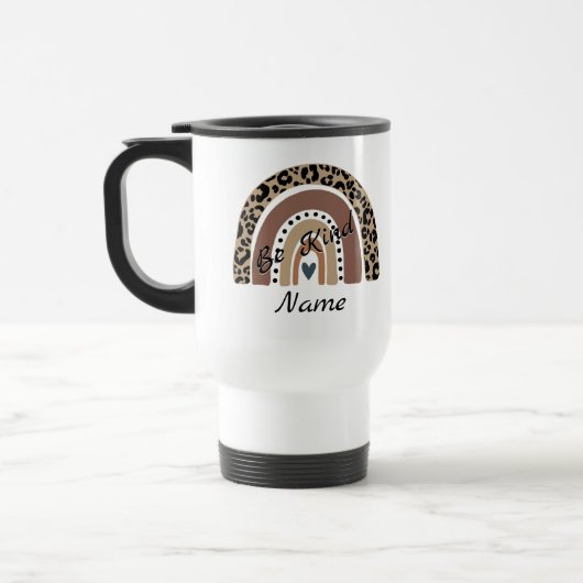 Mug De Voyage Leopard Rainbow - Be Kind - Modifier le texte - Aj (Gauche)
