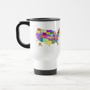 Mug De Voyage Les Etats-Unis tracent des noms et des capitaux