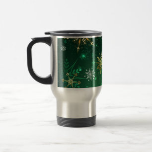 Mug De Voyage Les flocons dorés de Noël sur l'Arrière - plan ver