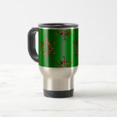 Mug De Voyage Les flocons rouges de Noël vert (Devant gauche)