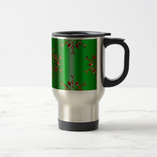 Mug De Voyage Les flocons rouges de Noël vert (Droit)