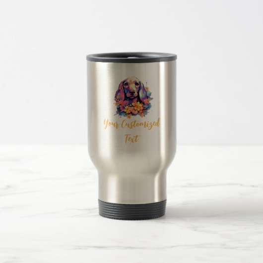 Mug De Voyage Les teintes de fleurs autour de Dachshund Charme (Centre)