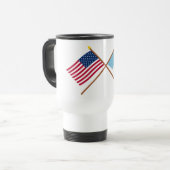 Mug De Voyage Les USA et drapeaux croisés par Guatemala (Devant gauche)