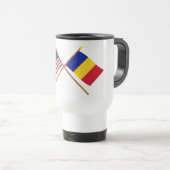 Mug De Voyage Les USA et drapeaux croisés par Roumanie (Devant droit)