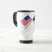 Mug De Voyage Les USA et drapeaux croisés par Roumanie (Devant gauche)