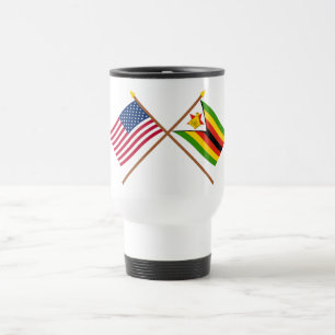Mug De Voyage Les USA et drapeaux croisés par Zimbabwe