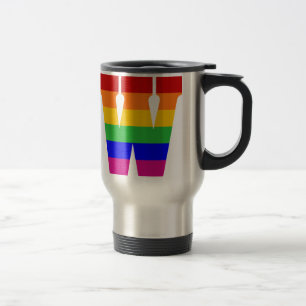 Mug De Voyage Lettre arc-en-ciel W, lettre arc-en-ciel W