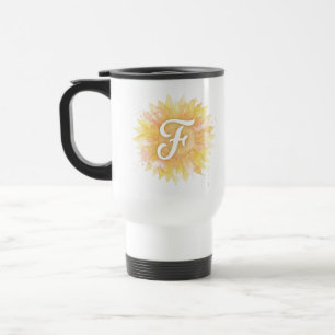 Mug De Voyage Lettre F Tournesol Monogramme Initial Nom