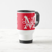 Mug De Voyage Lettre M Noël Monogramme Nom initial Rouge (Devant droit)