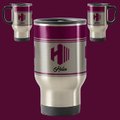 Mug De Voyage Lettre monographique (H) de nom rose stylisé perso