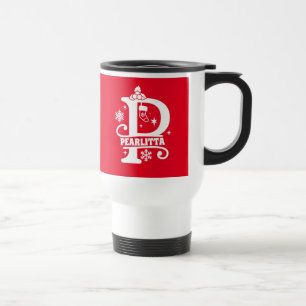 Mug De Voyage Lettre P Noël Monogramme Nom initial Rouge