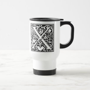 Mug De Voyage Lettre X Monogramme Art Nouveau Médiéval