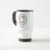 Mug De Voyage Lettres de fleurs Initiale "D" avec nom personnali (Devant gauche)