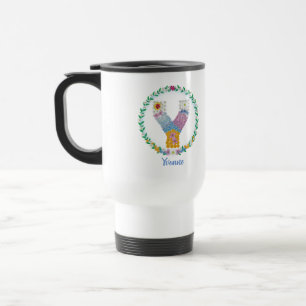 Mug De Voyage Lettres de fleurs Initiale "Y" avec nom personnali