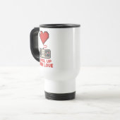 Mug De Voyage Level Up Your Love, Retro Pixel Gaming Design (Devant gauche)