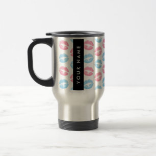 Mug De Voyage Lèvres Roses, Lèvres Bleues, Baiser, Votre Nom, Pe