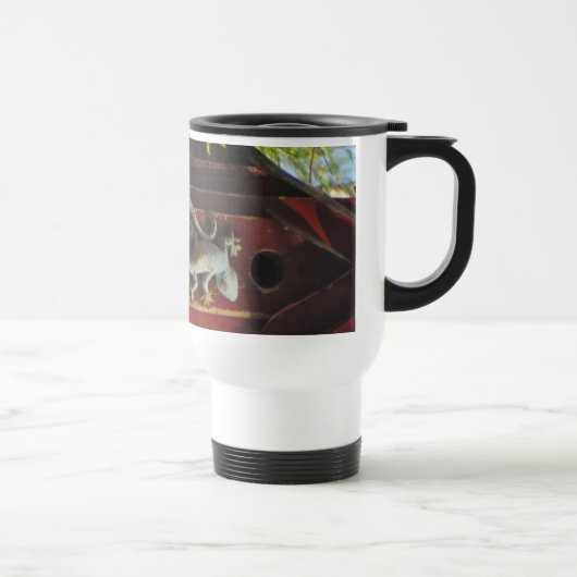 Mug De Voyage lézard gris sur bois usé (Droite)
