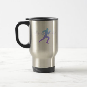 Mug De Voyage L'Homme Coure La Silhouette Gradient Et La Ligne D
