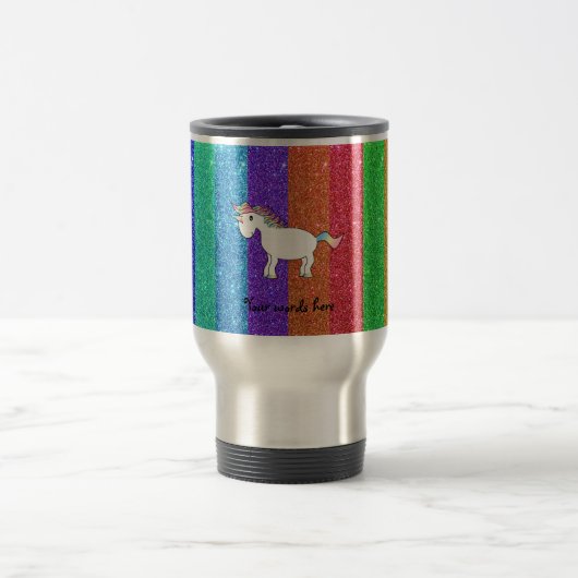 Mug De Voyage Licorne avec des rayures de parties scintillantes (Centre)
