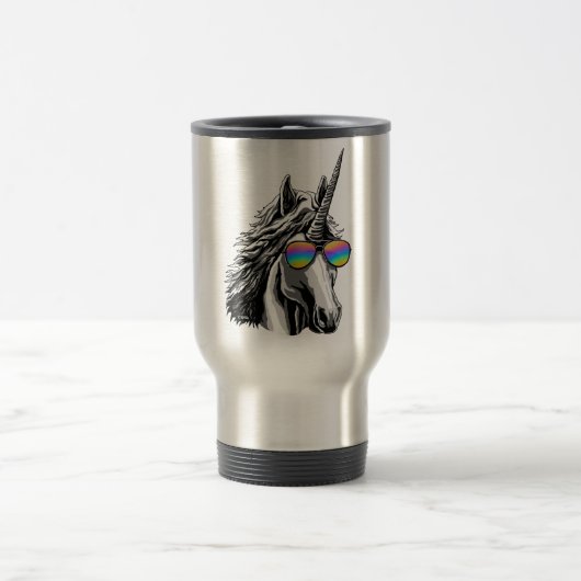 Mug De Voyage Licorne fraîche avec des lunettes de soleil (Centre)