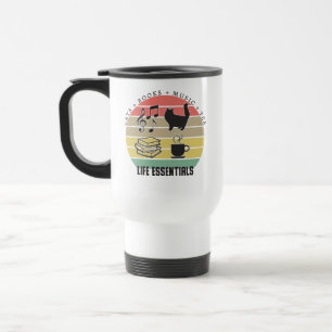 Mug De Voyage Life Essentials Chats, Thé, Livres, Musique Vintag