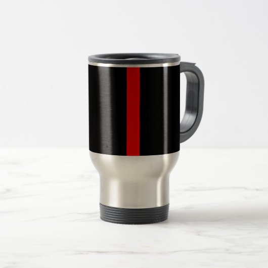 Mug De Voyage Ligne rouge mince symbolique verticale sur un (Devant droit)