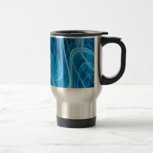 Mug De Voyage Lignes bleues lumineuses abstraites