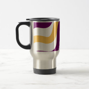 Mug De Voyage Lignes courbes jaunes marron rouges motif ondulé d