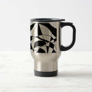 Mug De Voyage Lignes noires et blanches, motif d'impression coul