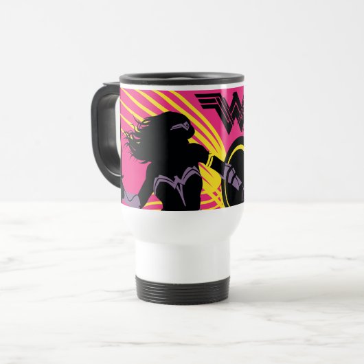 Mug De Voyage Ligue de Justice | Wonder Woman Icon Silhouette (Devant gauche)