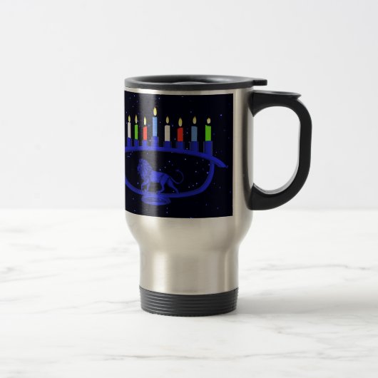 Mug De Voyage Lion bleu Menorah (Droit)