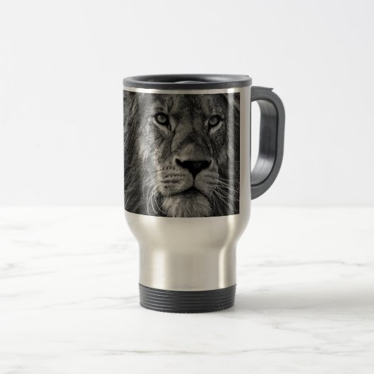 Mug De Voyage Lion noir et blanc (Devant droit)
