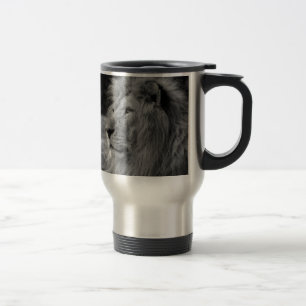 Mug De Voyage Lion noir et blanc - Animal sauvage