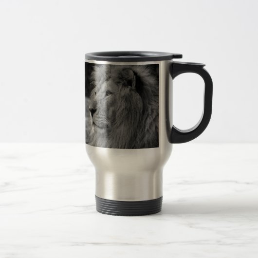 Mug De Voyage Lion noir et blanc - Animal sauvage (Droit)