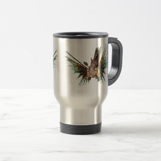 Mug De Voyage Lionfish - Conception abstraite - Découpe d'une ph (Devant droit)