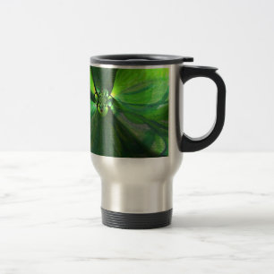 Mug De Voyage Liquide Abstrait de feuilles vertes