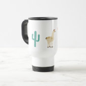 Mug De Voyage Llama et cactus sur blanc ajouter un nom (Devant gauche)