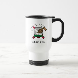 Mug De Voyage Logo "La géologie, c'est super" marteau drapeau de