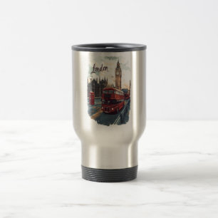 Mug De Voyage Londres Cityscape avec bus à impériale et Big Ben