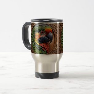 Mug De Voyage Lorikeet à arc-en-ciel australien encadré en bois,