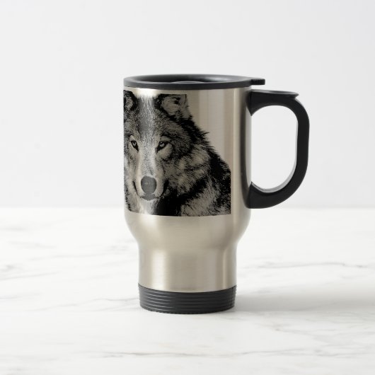 Mug De Voyage Loup noir et blanc (Droit)