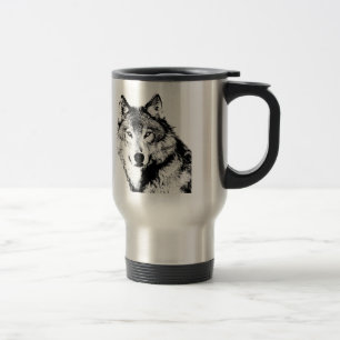 Mug De Voyage Loup noir et blanc