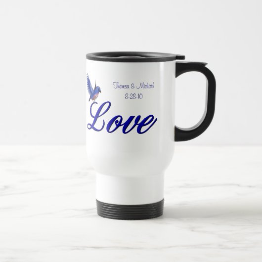 Mug De Voyage Love Bluebird Mariage personnalisé (Droite)