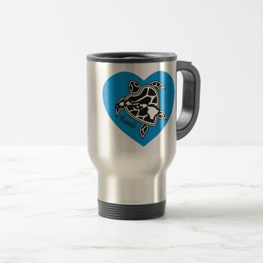 Mug De Voyage Love Hawaii Island and Turtle (Devant droit)