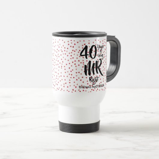 Mug De Voyage M. Right 40e anniversaire Ruby Hearts Confetti (Devant droit)
