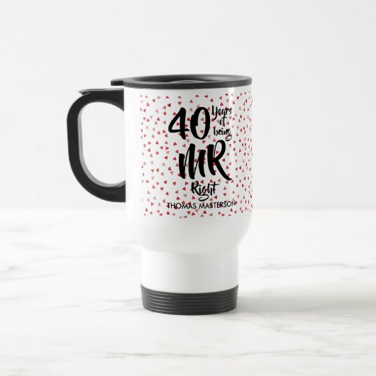 Mug De Voyage M. Right 40e anniversaire Ruby Hearts Confetti (Gauche)